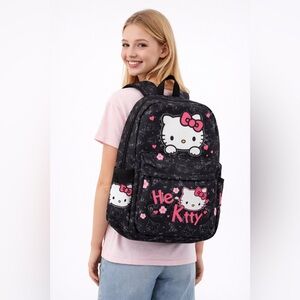 Hello Kitty Backpack Black Pink School Bag Brand New Cute Kawaii Travel Bookbag